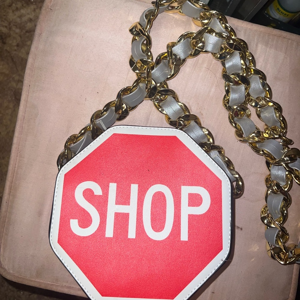 “SHOP” stop sign style purse